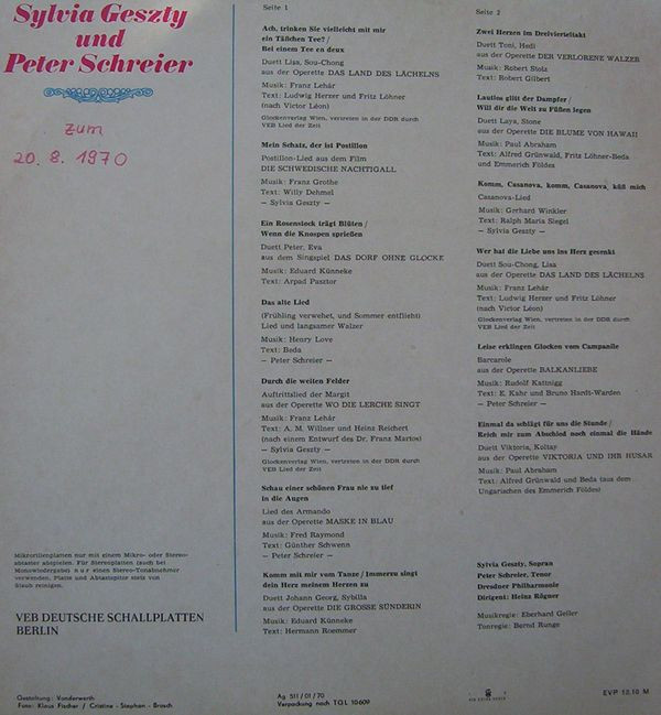 baixar álbum Sylvia Geszty Und Peter Schreier - Sylvia Geszty Und Peter Schreier Singen