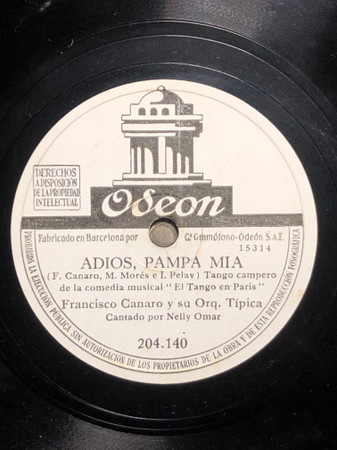 SP盤 FRANCISCO CANARO y su Orquestra Tipica / Adios, Pampa Mia / Serafin Y Juliapaz / 5270 / アルゼンチン タンゴ 5枚以上で送料無料