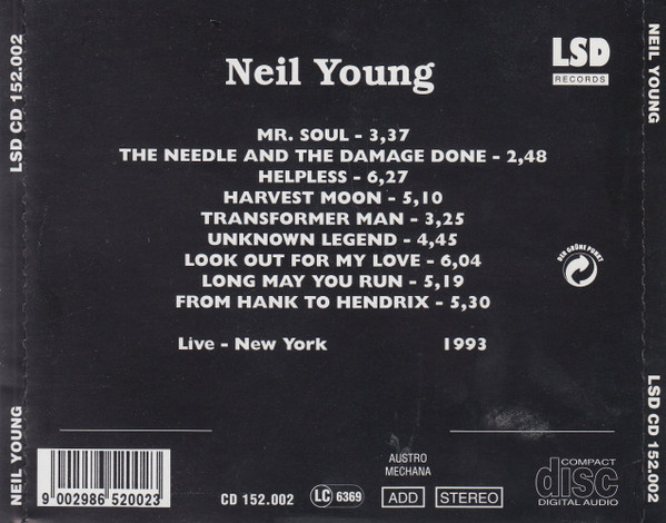 descargar álbum Neil Young - Live New York 1993 Volume One
