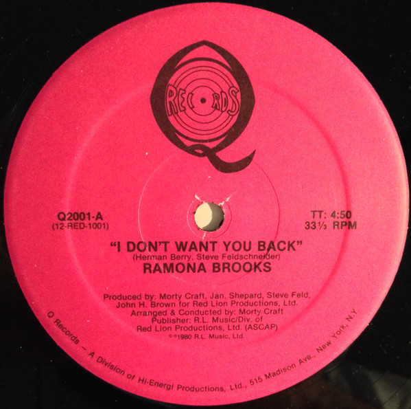 Ramona Brooks – I Don't Want You Back (1980, Vinyl) - Discogs