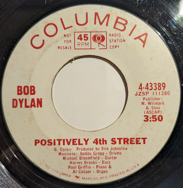 Bob Dylan – Positively 4th Street (1965, Vinyl) - Discogs