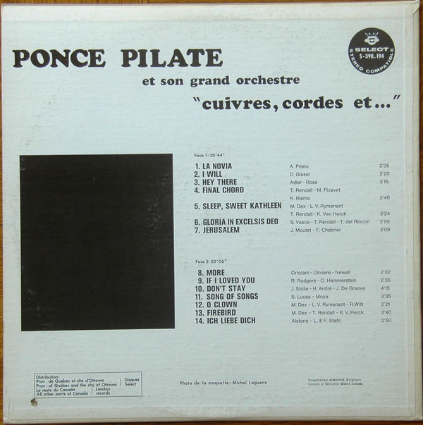 baixar álbum Ponce Pilate Et Son Grand Orchestre - Cuivres Cordes Et