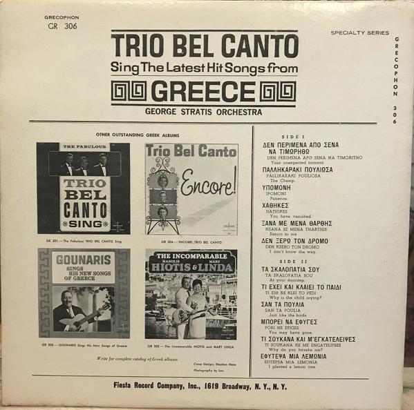 ladda ner album Trio Bel Canto - Sing The Latest Hit Songs From Greece