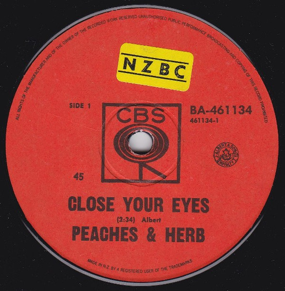 PEACHES & HERB Close Your Eyes original 45 with PicSleeve