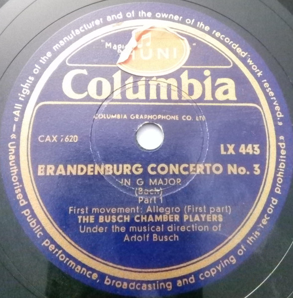 The Busch Chamber Players - Brandenburg Concerto No. 3 In G Major |  Releases | Discogs