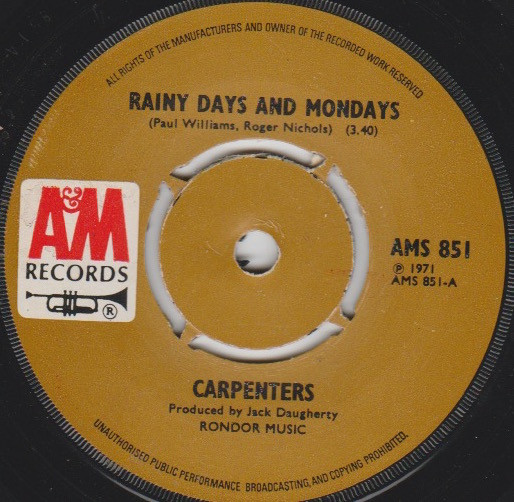 MusicMondays with The Carpenters: Rainy Days and Mondays