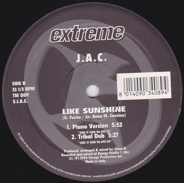 J.A.C. - Like Sunshine | Extreme Records (TM 089) - 2