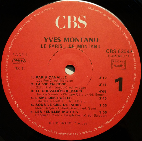 descargar álbum Yves Montand - Le Paris De