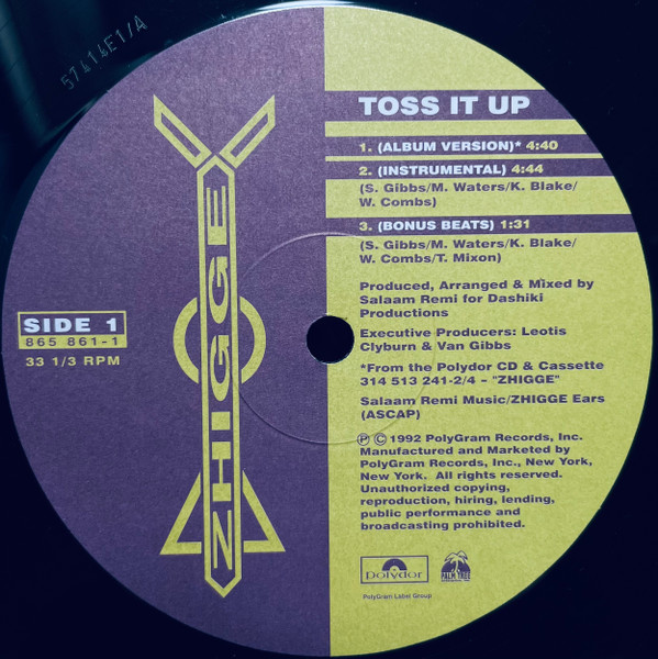 Zhigge – Toss It Up (1992, Vinyl) - Discogs