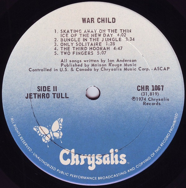 Jethro Tull - War Child | Chrysalis (CHR 1067) - 4