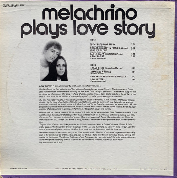 The Melachrino Strings - Theme From "Love Story" Played By The Melachrino Strings | Pickwick (SPC 3263) - 2