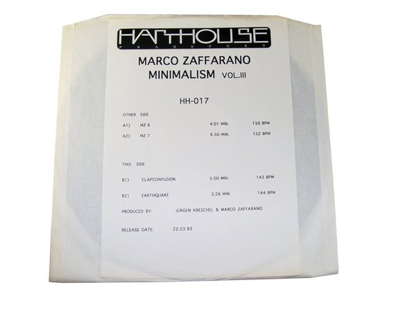 Marco Zaffarano – Minimalism Vol. III (1993, Vinyl) - Discogs