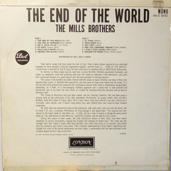 baixar álbum The Mills Brothers - The End Of The World