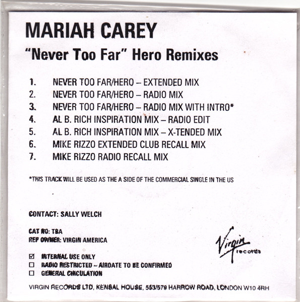 Mariah Never Too Far Hero Medley 2001 CD Discogs