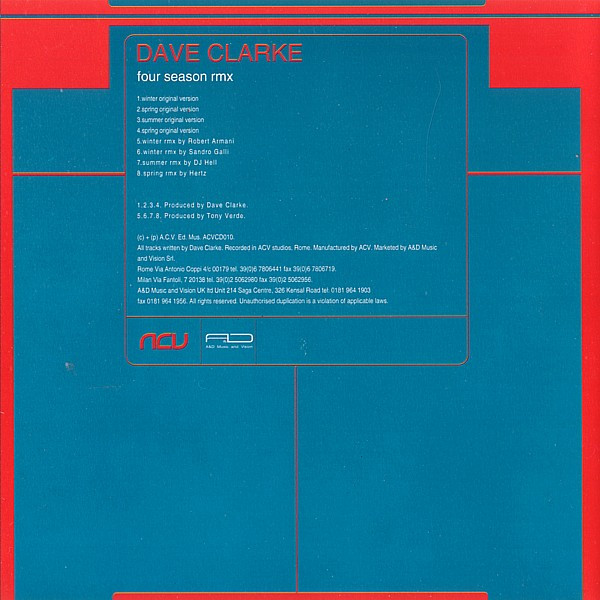 ladda ner album Dave Clarke - Four Season Rmx