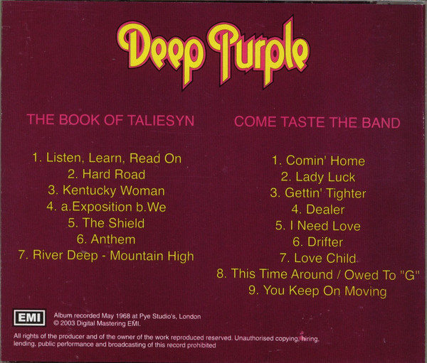 télécharger l'album Deep Purple - The Book Of Taliesyn Come Taste The Band