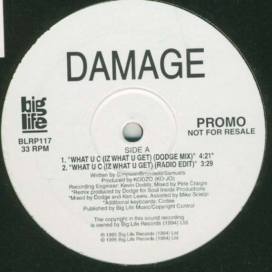 Damage – What U C (Iz What U Get) (1995, Vinyl) - Discogs