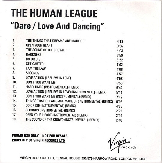 The Human League – Dare / Love And Dancing (2003, CDr) - Discogs