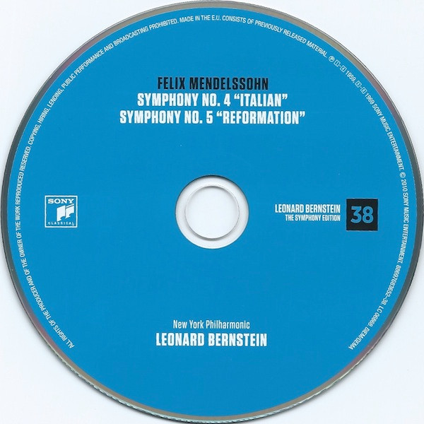 télécharger l'album Felix Mendelssohn New York Philharmonic, Leonard Bernstein - Symphony No 4 Italian Symphony No 5 Reformation