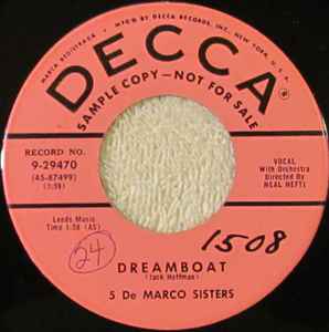 DeMarco Sisters - Dreamboat / Two Hearts, Two Kisses album cover