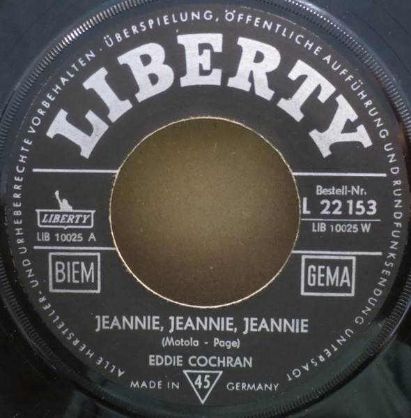 Eddie Cochran – Jeanie Jeanie Jeanie (1961, Vinyl) - Discogs