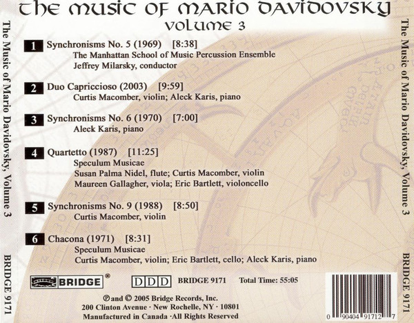 ladda ner album Mario Davidovsky - The Music Of Mario Davidovsky Volume 3