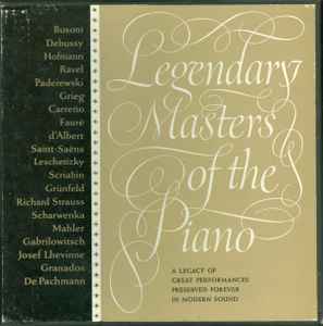 Legendary Masters Of The Piano (1963, Vinyl) - Discogs