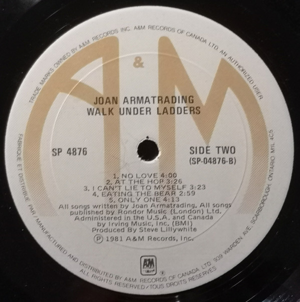 Joan Armatrading - Walk Under Ladders | A&M Records (SP 4876) - 4