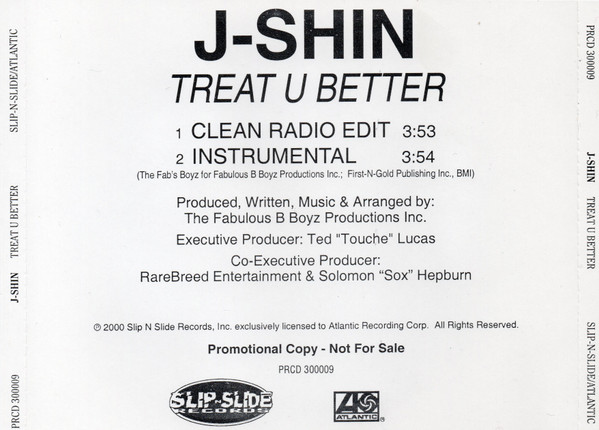 J-Shin – Treat U Better (2000, CD) - Discogs