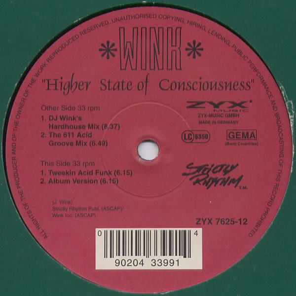 Wink – Higher State Of Consciousness (1995, Vinyl) - Discogs