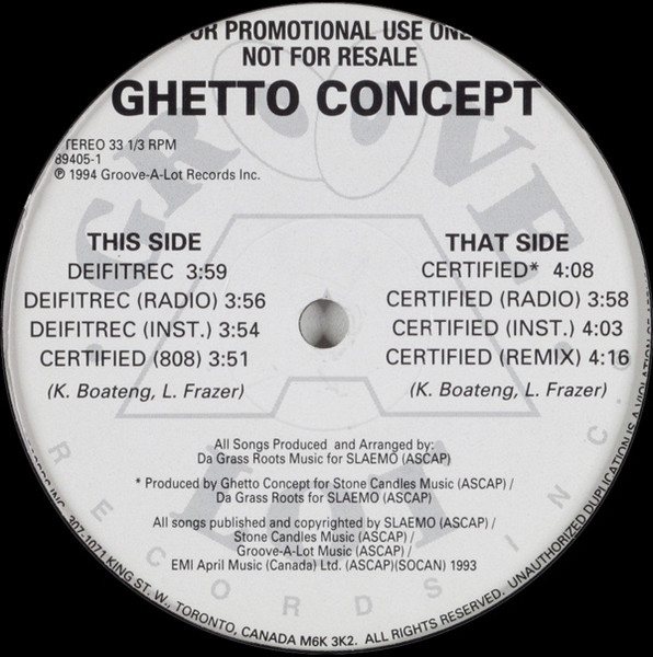Ghetto Concept – Deifitrec / Certified (1994, Vinyl) - Discogs