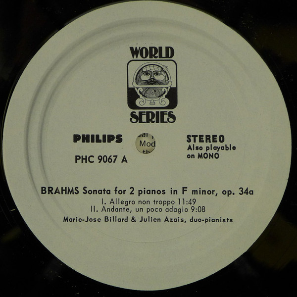 lataa albumi Brahms MarieJosé Billard, Julien Azais - Sonata For Two Pianos In F Minor Op 34a