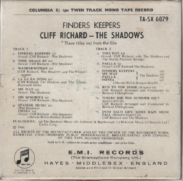 Cliff Richard And The Shadows – Finders Keepers (1966, Vinyl