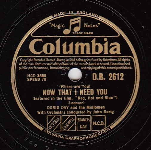 Doris Day – (Where Are You) Now That I Need You / Here Comes