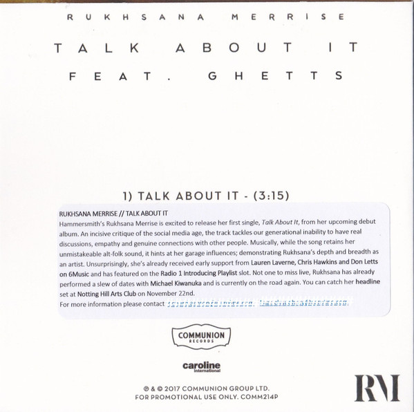 descargar álbum Rukhsana Merrise Feat Ghetts - Talk About It