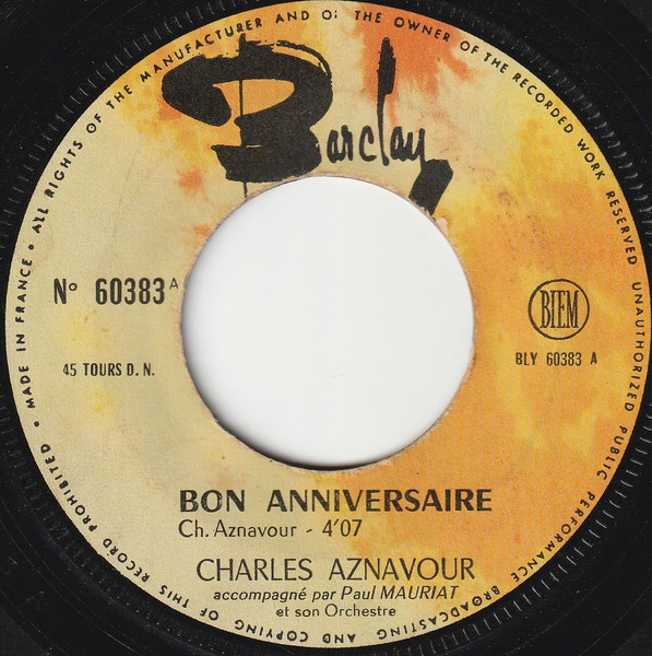 Charles Aznavour Bon Anniversaire Releases Discogs