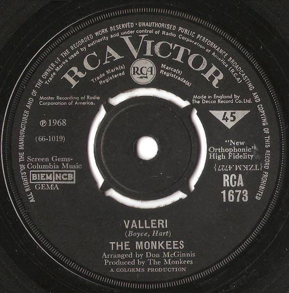 モンキーズ = The Monkees – Valleri = すてきなバレリ (1968, Vinyl