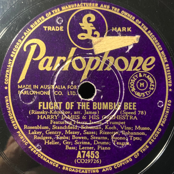SP HARRY JAMES AND HIS ORCHESTRA THE FLIGHT OF THE BUMBLE BEE / THE CARNIVAL OF VENICE 英盤