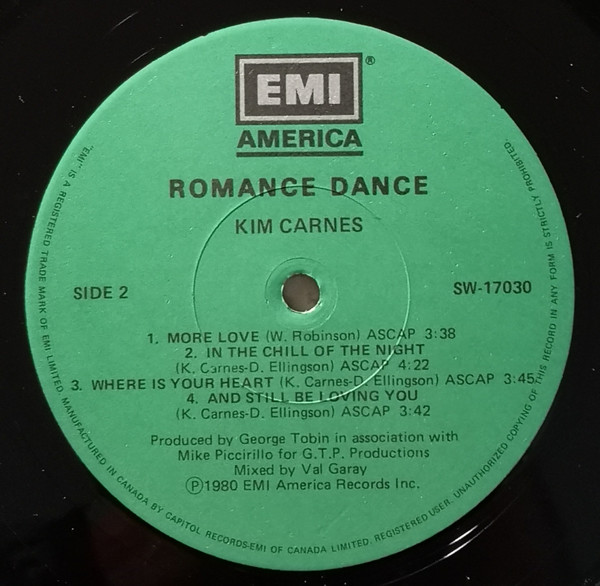 Kim Carnes - Romance Dance | EMI America (SW-17030) - 5