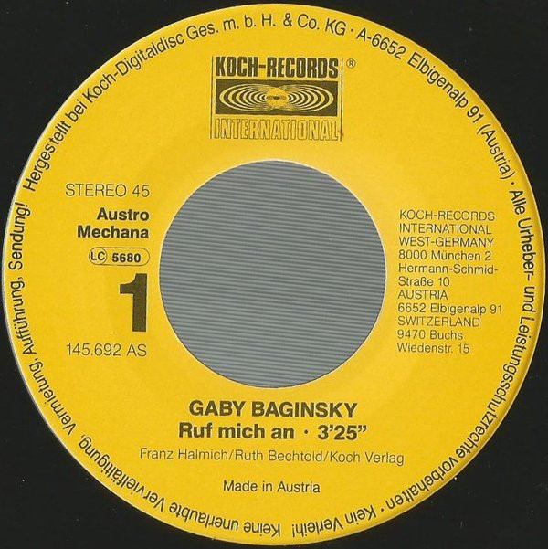 descargar álbum Gaby Baginsky - Ruf Mich An