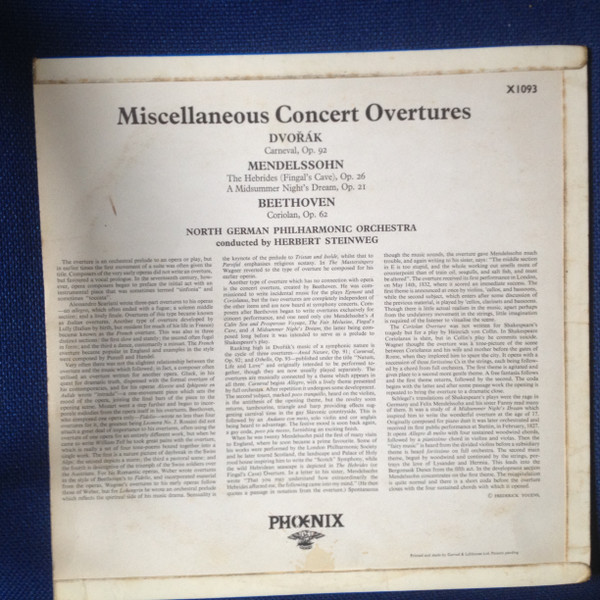lataa albumi Dvořák Mendelssohn Beethoven - Miscellaneous Concert Overtures
