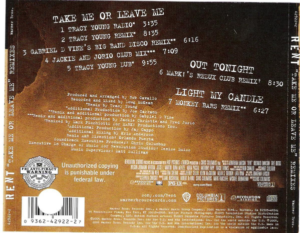 last ned album Rent - Take Me Or Leave Me Remixes