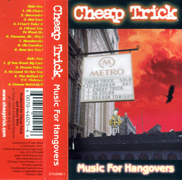 Cheap Trick – Music For Hangovers (1999, CD) - Discogs