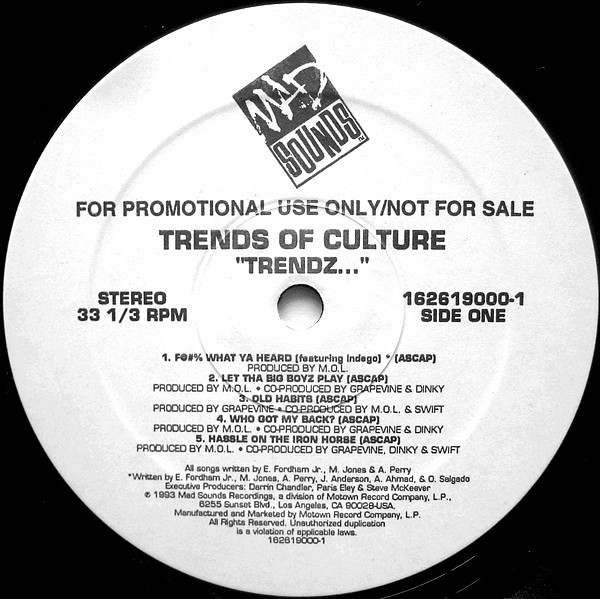 Trends Of Culture – Trendz (1993, Vinyl) - Discogs