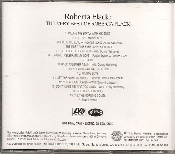 Roberta Flack – The Very Best Of Roberta Flack (2006, Acetate, CD