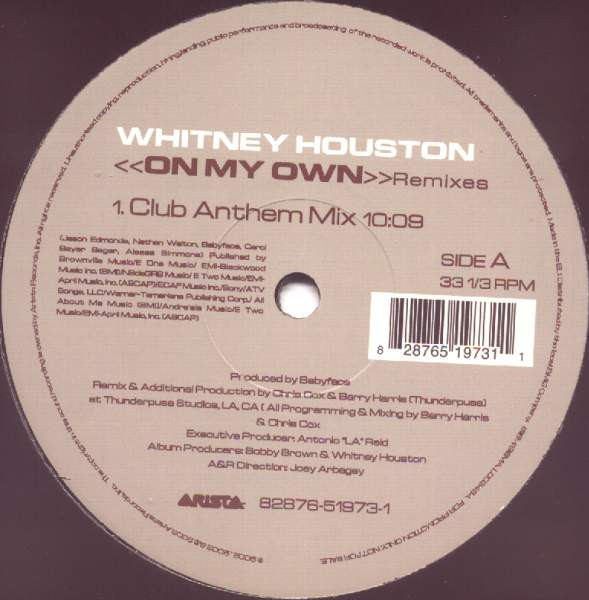 Whitney Houston – On My Own (Remixes) (2003, Vinyl) - Discogs