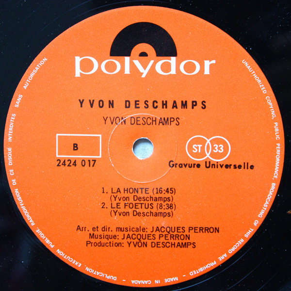 Yvon Deschamps - Le Petit Jésus ~ Le Foetus ~ La Honte | Polydor (2424 017) - 5