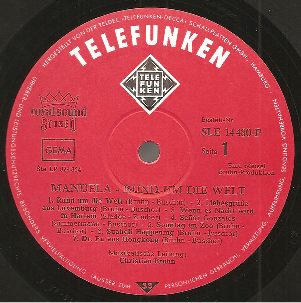 Manuela - Rund Um Die Welt | Telefunken (SLE 14 480-P) - 3