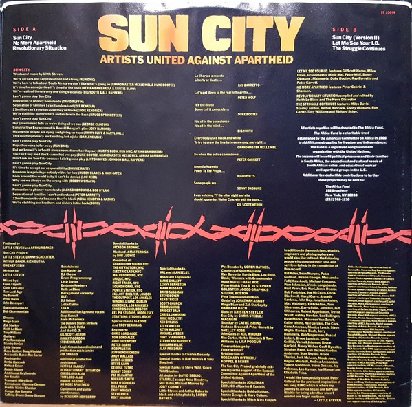 Artists United Against Apartheid - Sun City | Manhattan Records (ST-53019) - 6