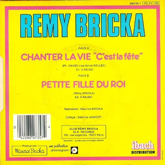Album herunterladen Rémy Bricka - Chanter La Vie CEst La Fete